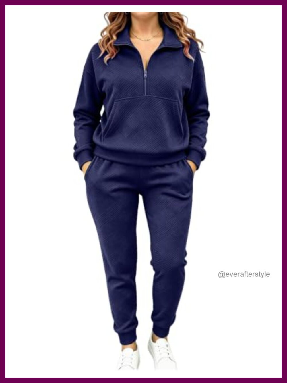Women's 2 Piece Sweatsuit Half Zip Jogger Lounge Set